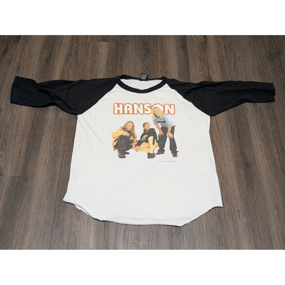 Vintage 1997 Hanson Band T Shirt PolyGram Merchandising L Raglan Tee‎